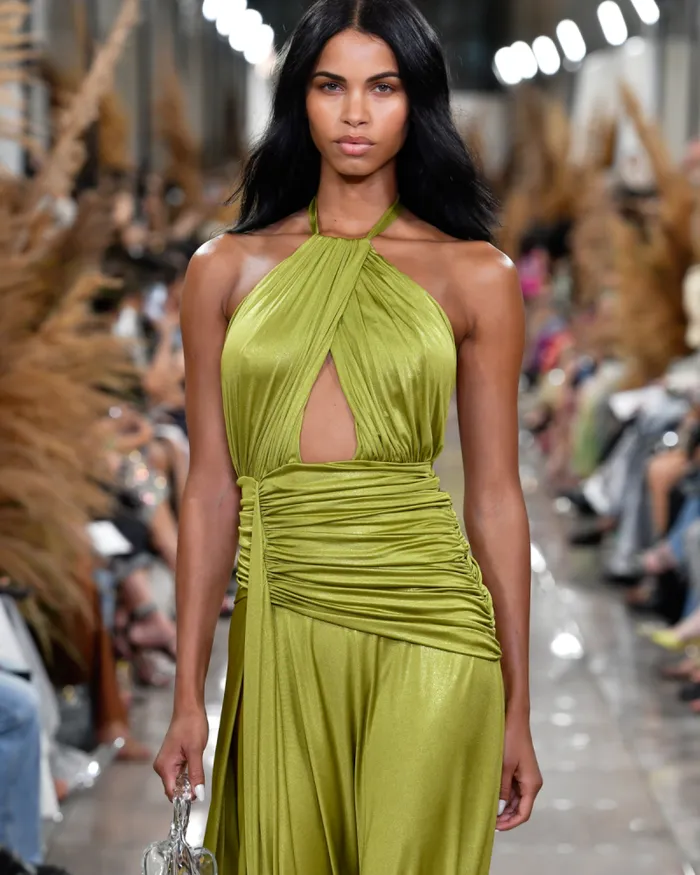 Women Dresses and Jumpsuits PatBO Metallic Jersey Halterneck Maxi Dress FINAL SALE Absinthe
