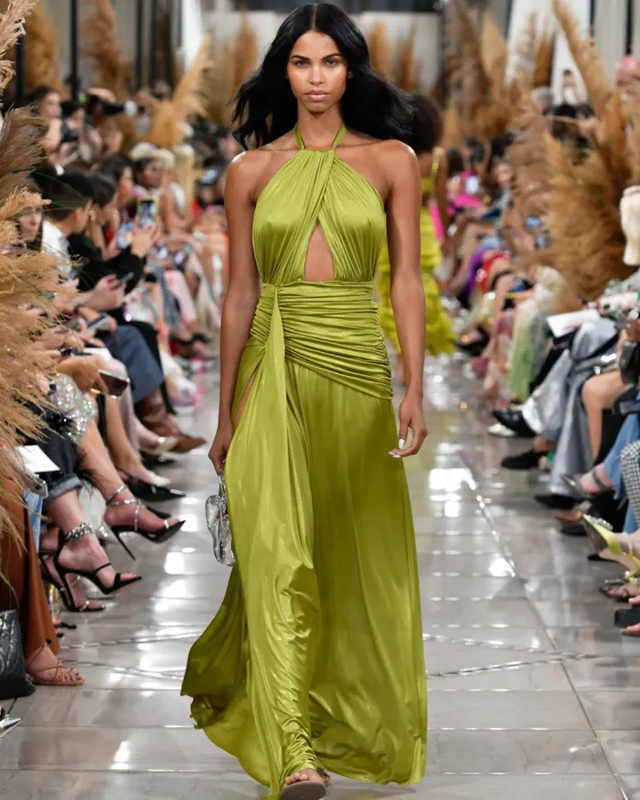 Women Dresses and Jumpsuits PatBO Metallic Jersey Halterneck Maxi Dress FINAL SALE Absinthe