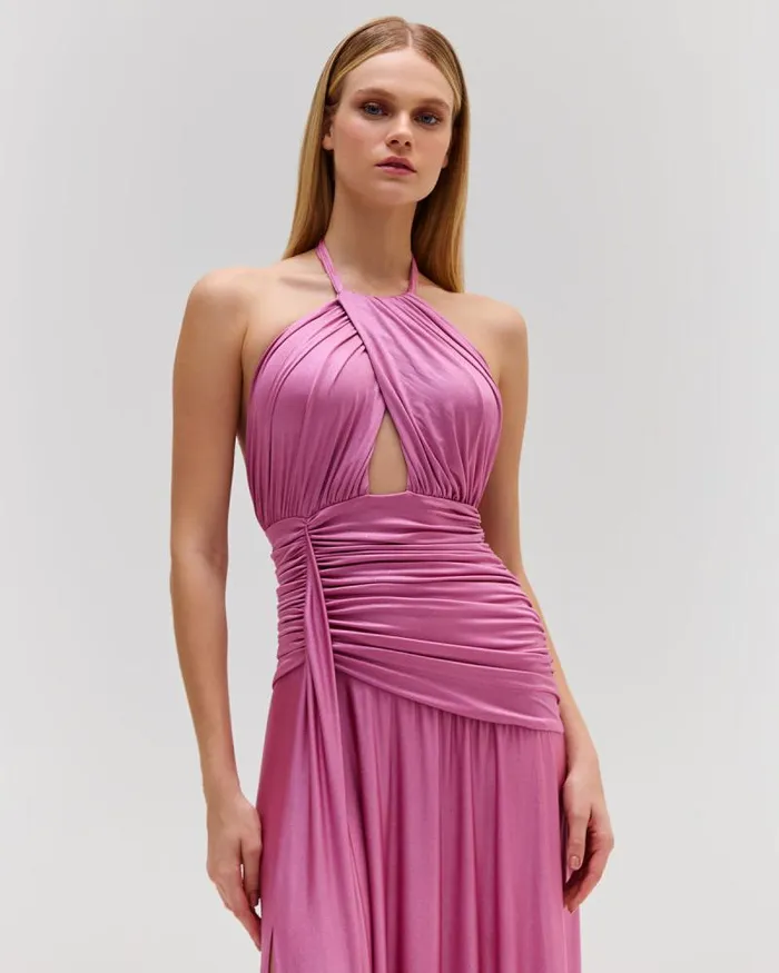 Women Dresses and Jumpsuits PatBO Metallic Jersey Halterneck Maxi Dress Lilac