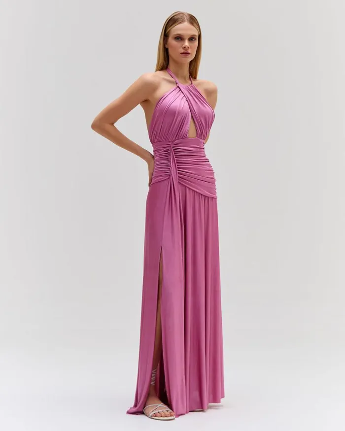 Women Dresses and Jumpsuits PatBO Metallic Jersey Halterneck Maxi Dress Lilac