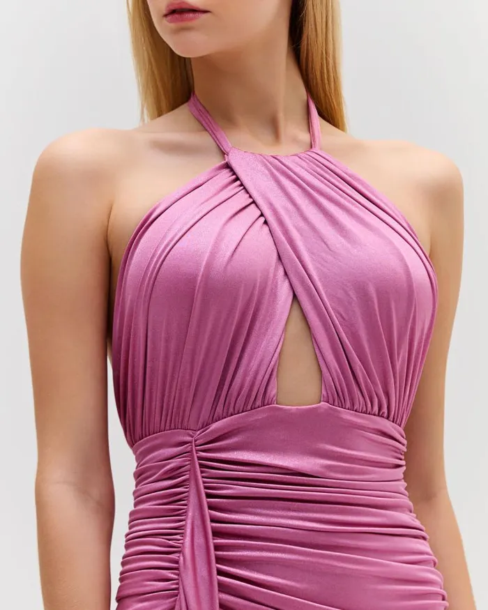 Women Dresses and Jumpsuits PatBO Metallic Jersey Halterneck Maxi Dress Lilac