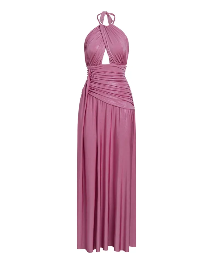 Women Dresses and Jumpsuits PatBO Metallic Jersey Halterneck Maxi Dress Lilac