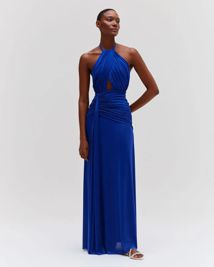 Women Dresses and Jumpsuits PatBO Metallic Jersey Halterneck Maxi Dress Sapphire