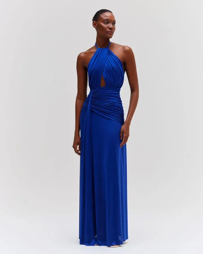 Women Dresses and Jumpsuits PatBO Metallic Jersey Halterneck Maxi Dress Sapphire
