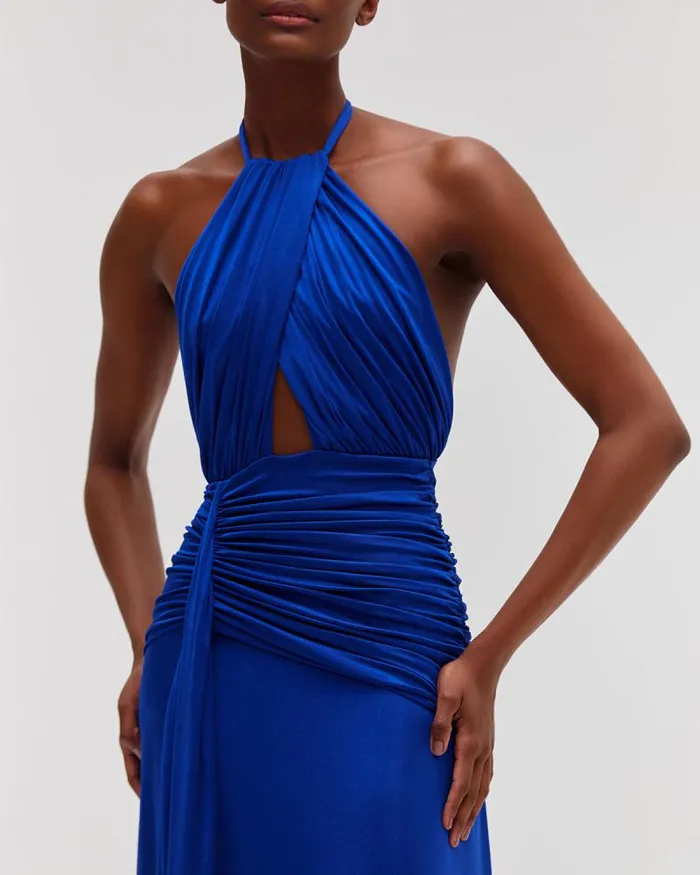 Women Dresses and Jumpsuits PatBO Metallic Jersey Halterneck Maxi Dress Sapphire