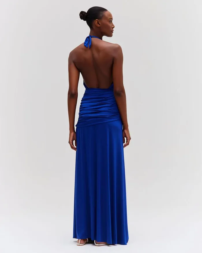 Women Dresses and Jumpsuits PatBO Metallic Jersey Halterneck Maxi Dress Sapphire