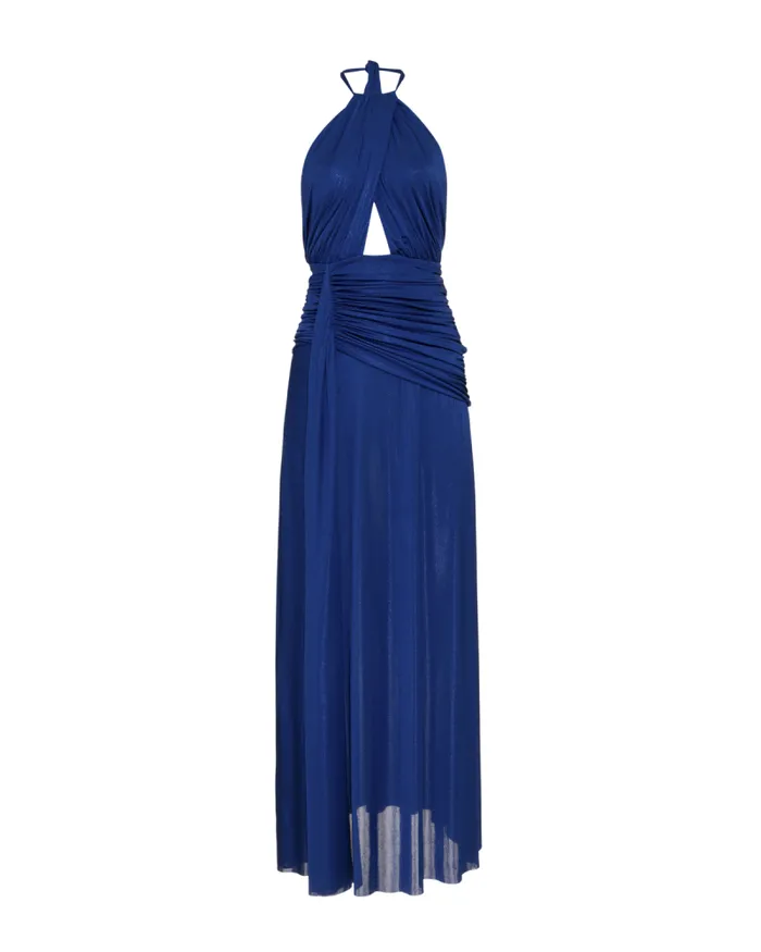 Women Dresses and Jumpsuits PatBO Metallic Jersey Halterneck Maxi Dress Sapphire