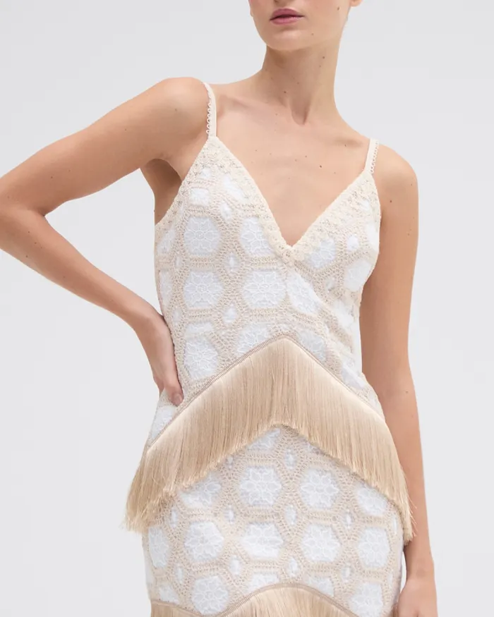 Women Dresses and Jumpsuits PatBO NATURAL CROCHET PLUNGE MINI DRESS Off White