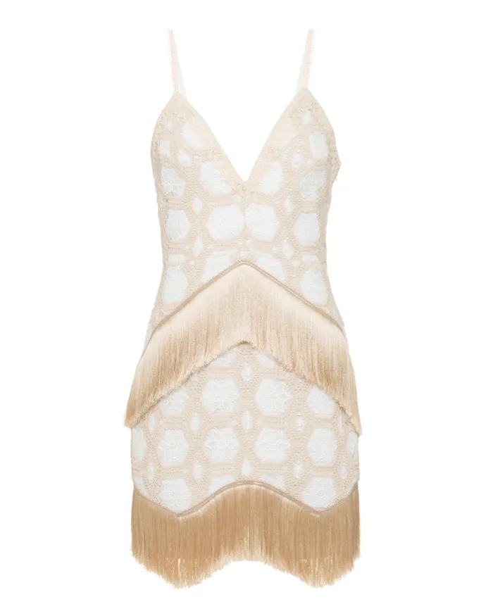 Women Dresses and Jumpsuits PatBO NATURAL CROCHET PLUNGE MINI DRESS Off White