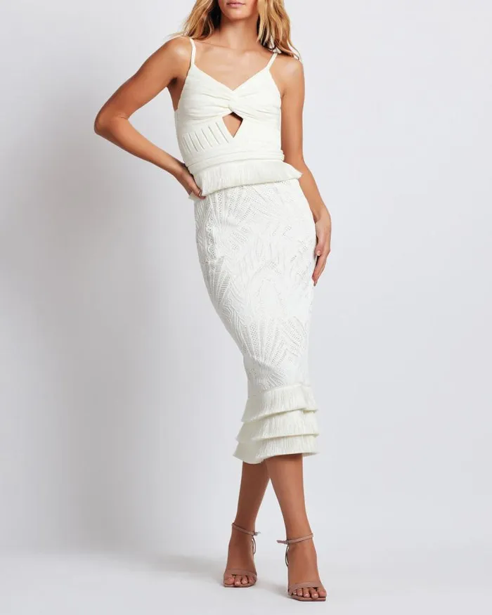 Women Dresses and Jumpsuits PatBO Sleeveless Lace Midi Dress FINAL SALE Ivory