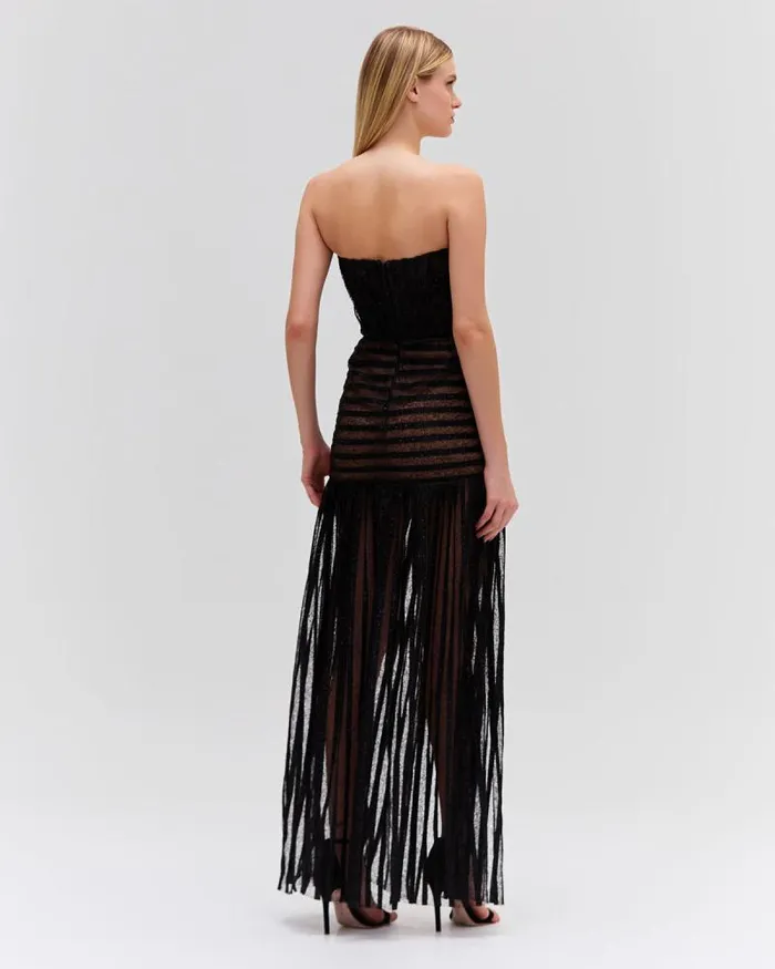 Women Dresses and Jumpsuits PatBO Sparkle Tulle Strapless Maxi Dress RUNWAY Black