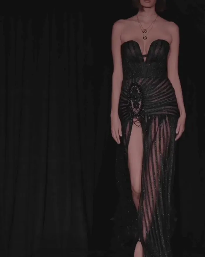 Women Dresses and Jumpsuits PatBO Sparkle Tulle Strapless Maxi Dress RUNWAY Black