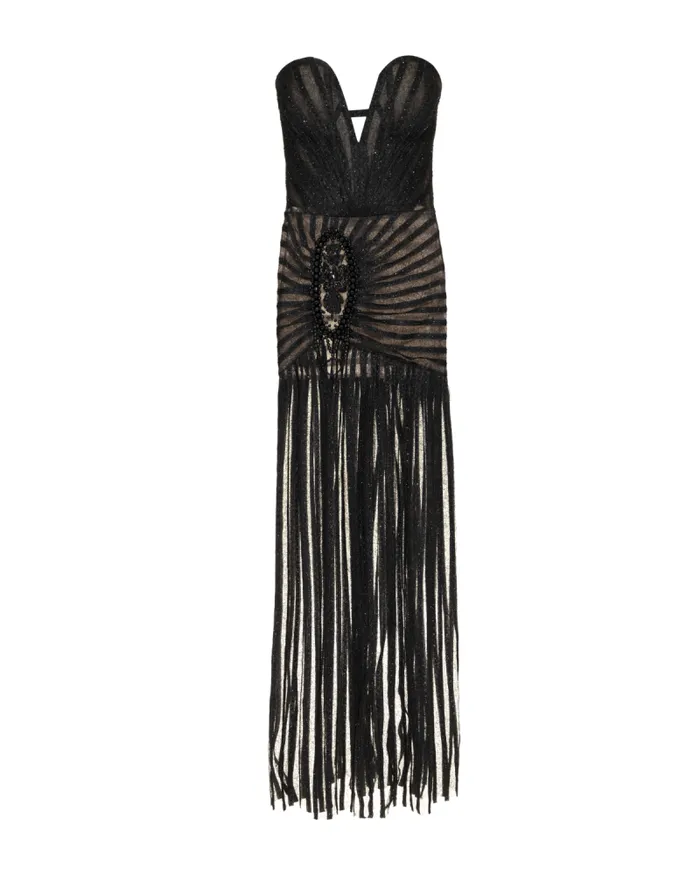 Women Dresses and Jumpsuits PatBO Sparkle Tulle Strapless Maxi Dress RUNWAY Black