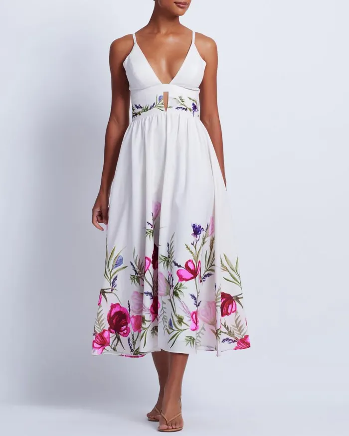 Women Dresses and Jumpsuits PatBO Viera VNeck Midi Dress FINAL SALE White