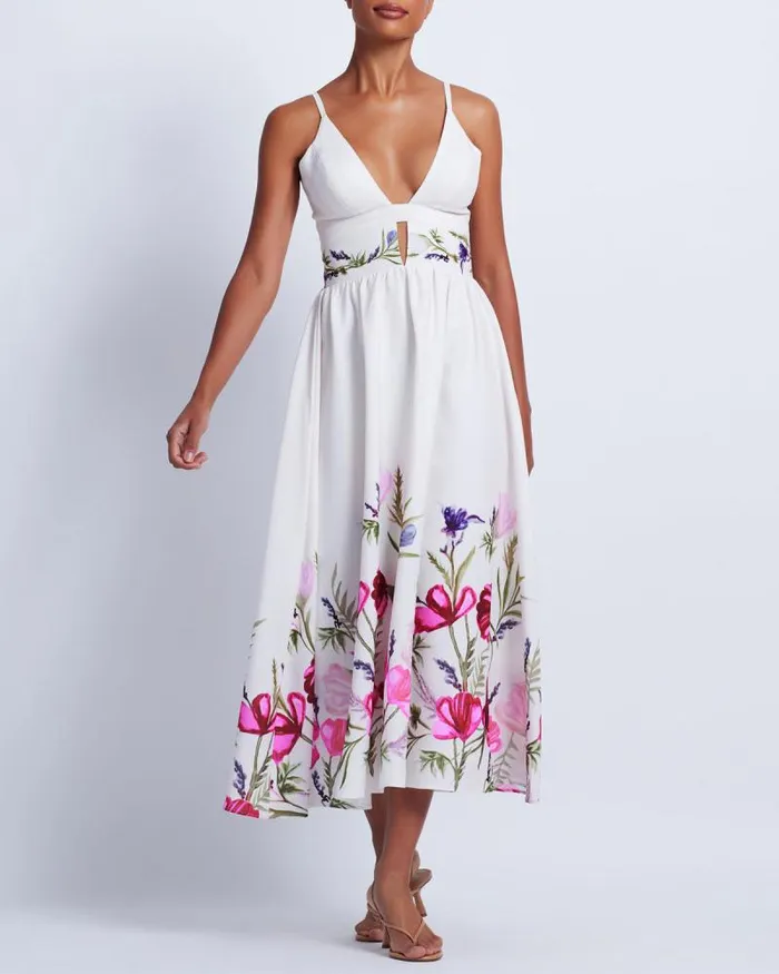 Women Dresses and Jumpsuits PatBO Viera VNeck Midi Dress FINAL SALE White