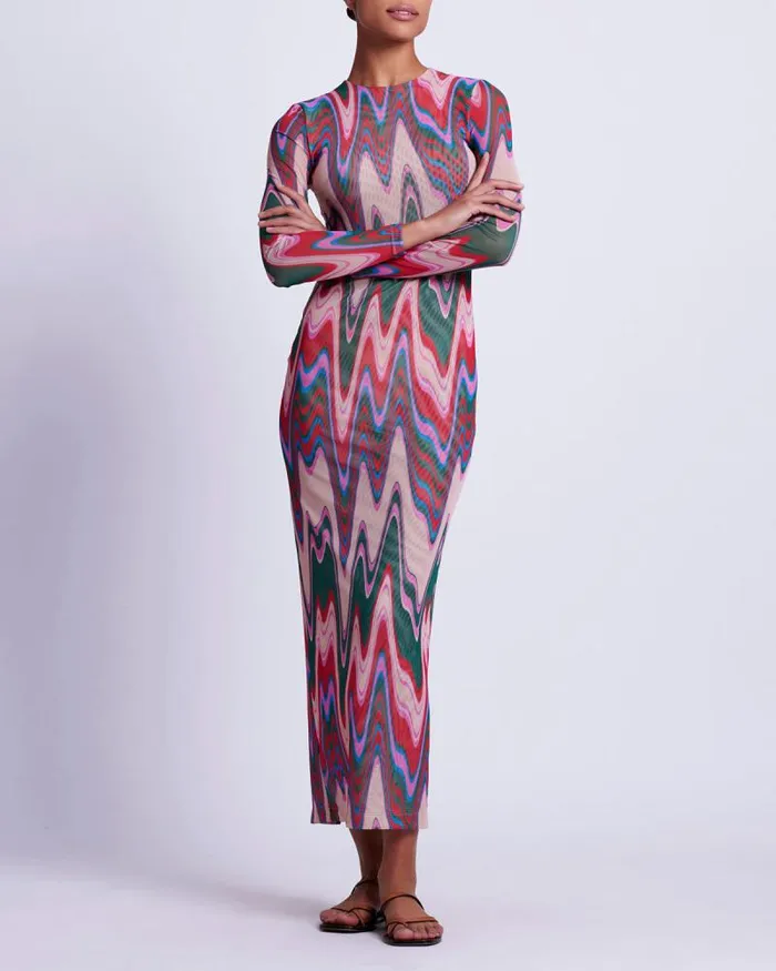 Women Dresses and Jumpsuits PatBO Wave Printed Tulle Maxi Dress FINAL SALE Multi