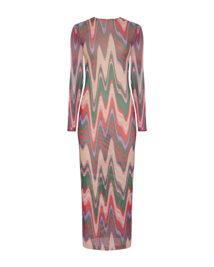 Women Dresses and Jumpsuits PatBO Wave Printed Tulle Maxi Dress FINAL SALE Multi