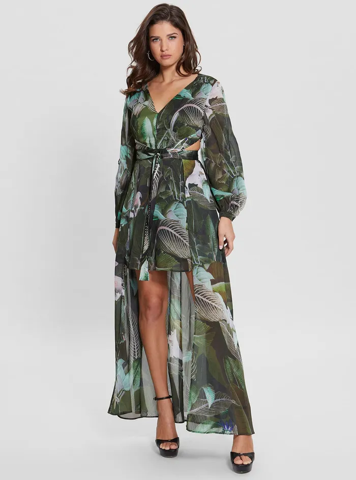 Women Dresses GUESS Eco Moonlit Tropic Garden Farrah Maxi Dress