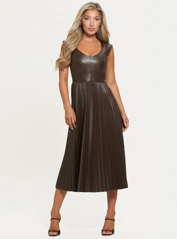 Women Dresses GUESS Java Teri Faux Leather Midi Dress