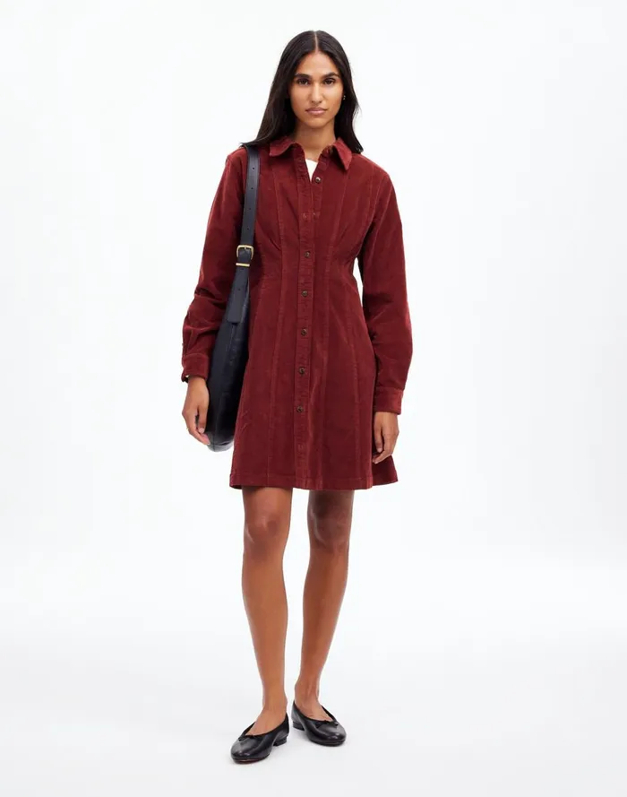 Women Dresses Madewell LongSleeve Seamed Mini Dress Cabernet