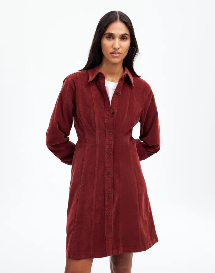 Women Dresses Madewell LongSleeve Seamed Mini Dress Cabernet