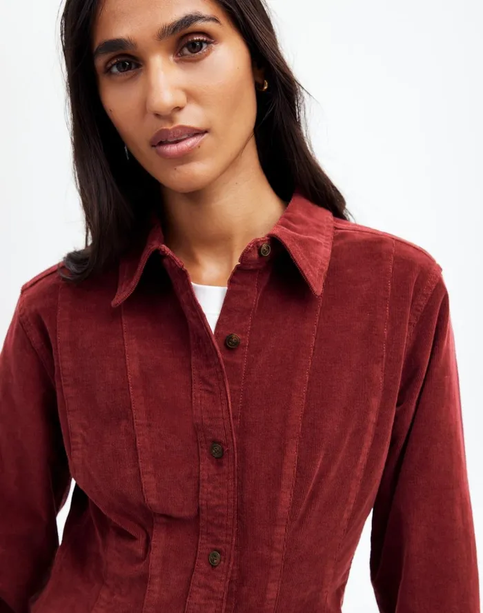 Women Dresses Madewell LongSleeve Seamed Mini Dress Cabernet