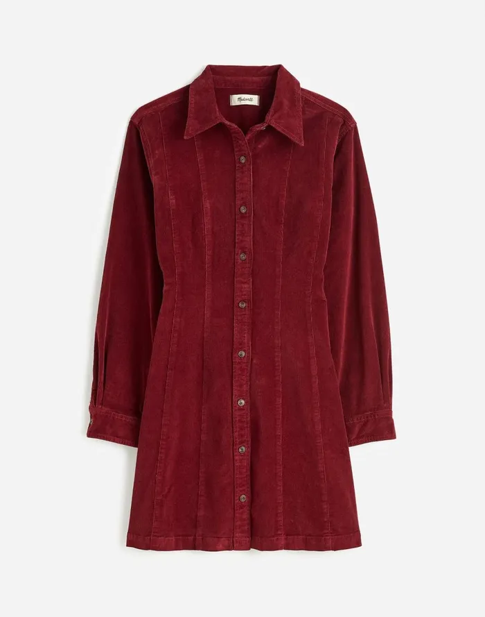 Women Dresses Madewell LongSleeve Seamed Mini Dress Cabernet