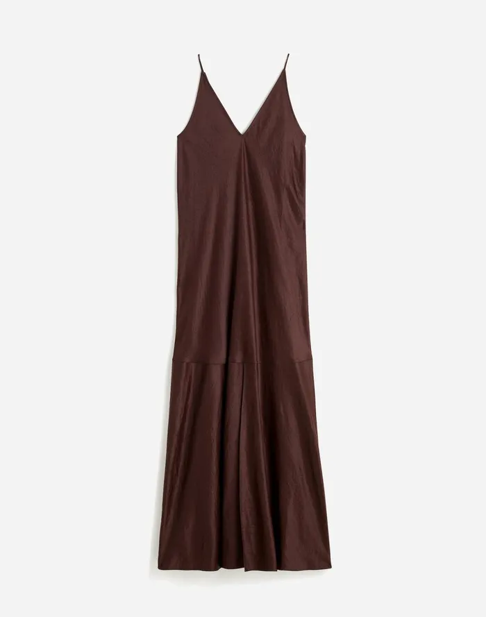 Women Dresses Madewell Satin Sleeveless Maxi Slip Dress Dark Carob