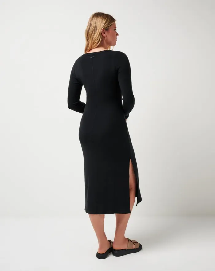 Women Dresses TravisMathew CLOUD RIB RETREAT DRESS Black Women Dresses TravisMathew CLOUD RIB RETREAT DRESS Black