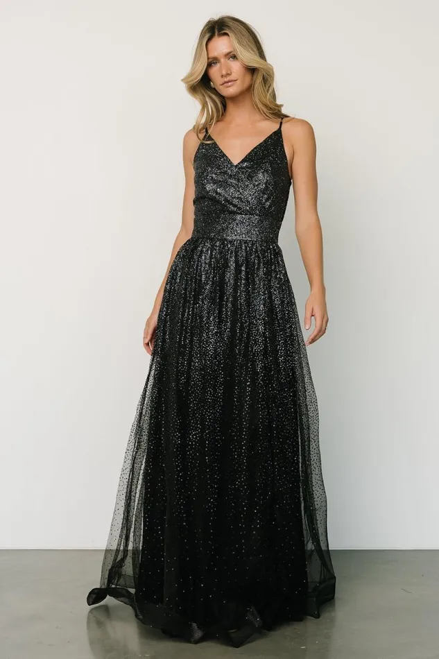 Women Ellie Shimmer Gown Black Baltic Born Embellished and Sequined