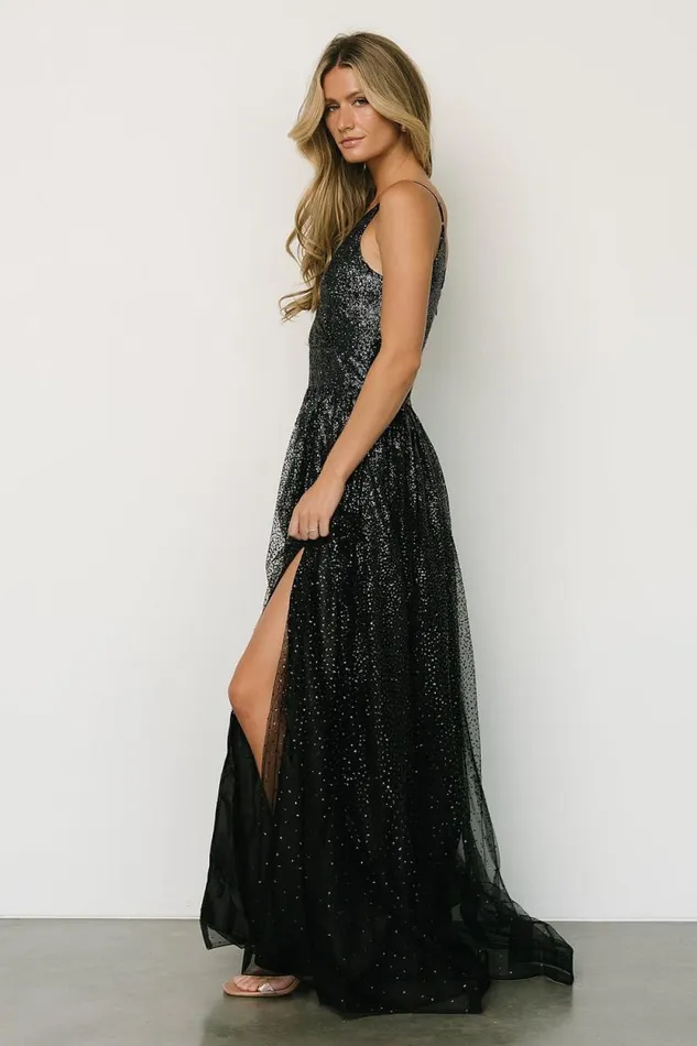 Women Ellie Shimmer Gown Black Baltic Born Embellished and Sequined
