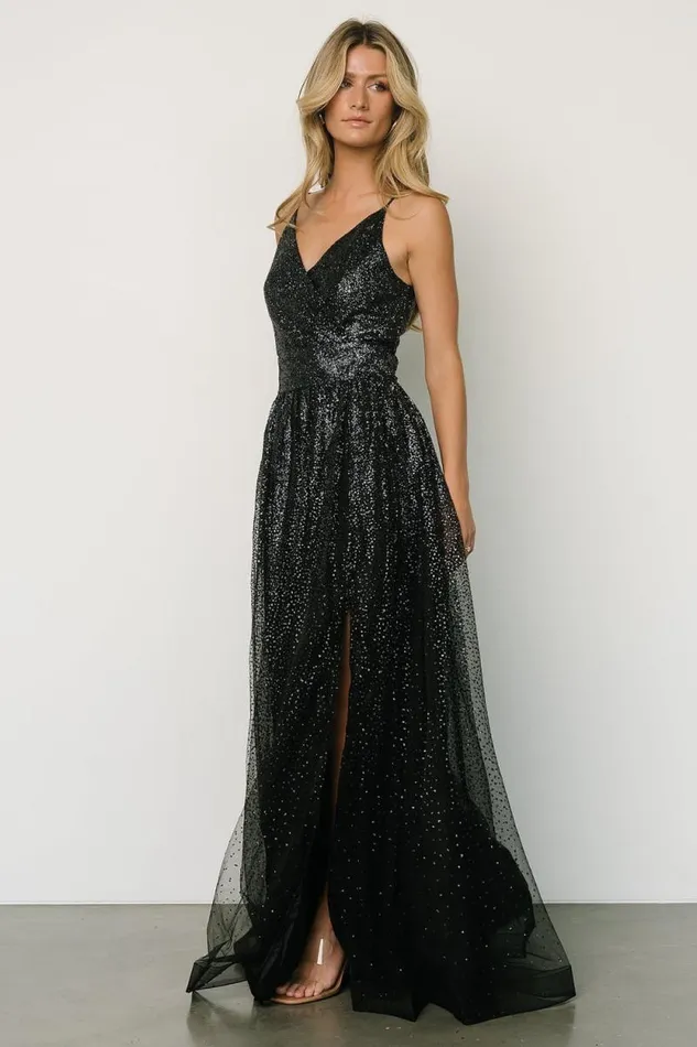 Women Ellie Shimmer Gown Black Baltic Born Embellished and Sequined