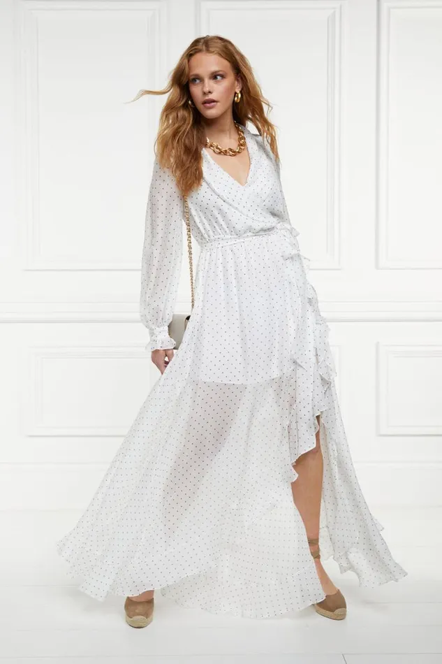 Women Ellisa Maxi Dress Ecru Polka Dot Holland Cooper Dresses