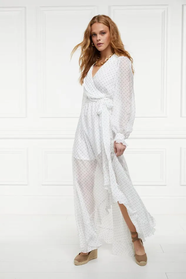 Women Ellisa Maxi Dress Ecru Polka Dot Holland Cooper Dresses