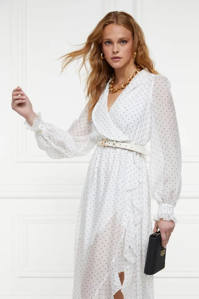 Women Ellisa Maxi Dress Ecru Polka Dot Holland Cooper Dresses
