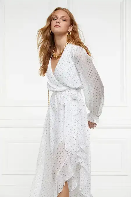 Women Ellisa Maxi Dress Ecru Polka Dot Holland Cooper Dresses