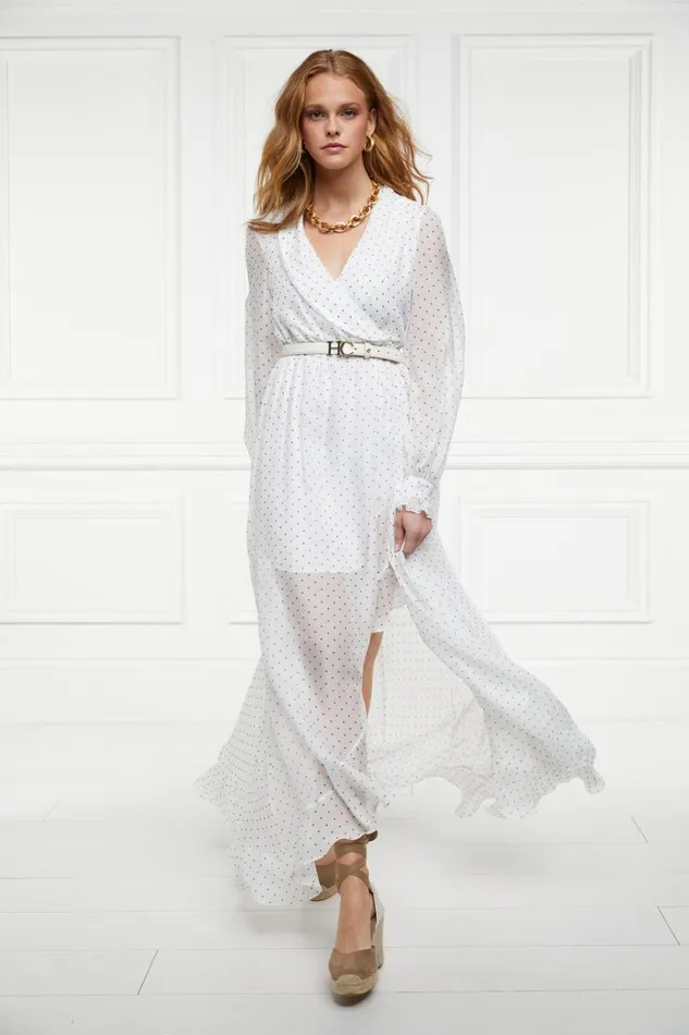 Women Ellisa Maxi Dress Ecru Polka Dot Holland Cooper Dresses