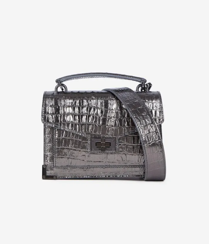 Women Emily Small Bag In Gunmetal Crocodileeffect Leather THE KOOPLES Bags