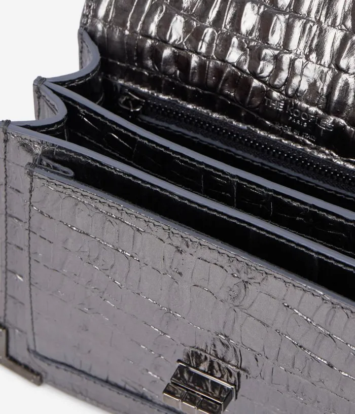 Women Emily Small Bag In Gunmetal Crocodileeffect Leather THE KOOPLES Bags