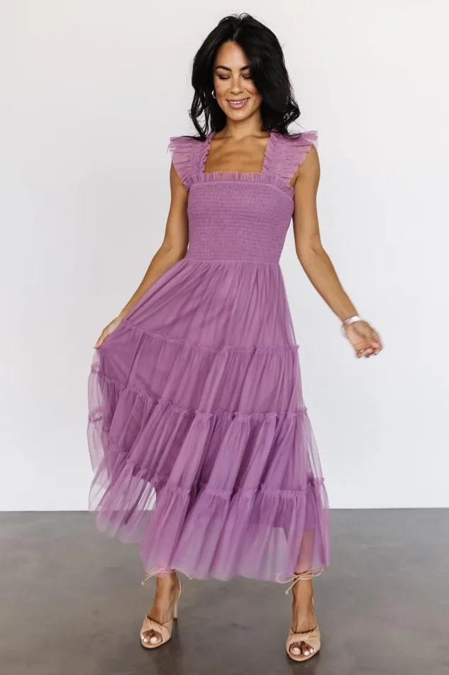 Women Emma Smocked Tulle Dress Orchid Baltic Born Midi Dresses