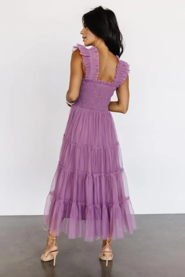 Women Emma Smocked Tulle Dress Orchid Baltic Born Midi Dresses