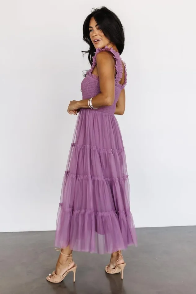 Women Emma Smocked Tulle Dress Orchid Baltic Born Midi Dresses