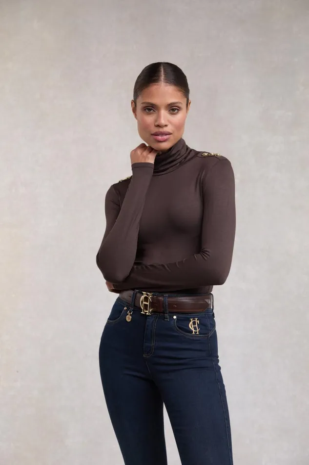 Women Essential Roll Neck Coffee Holland Cooper Knitwear