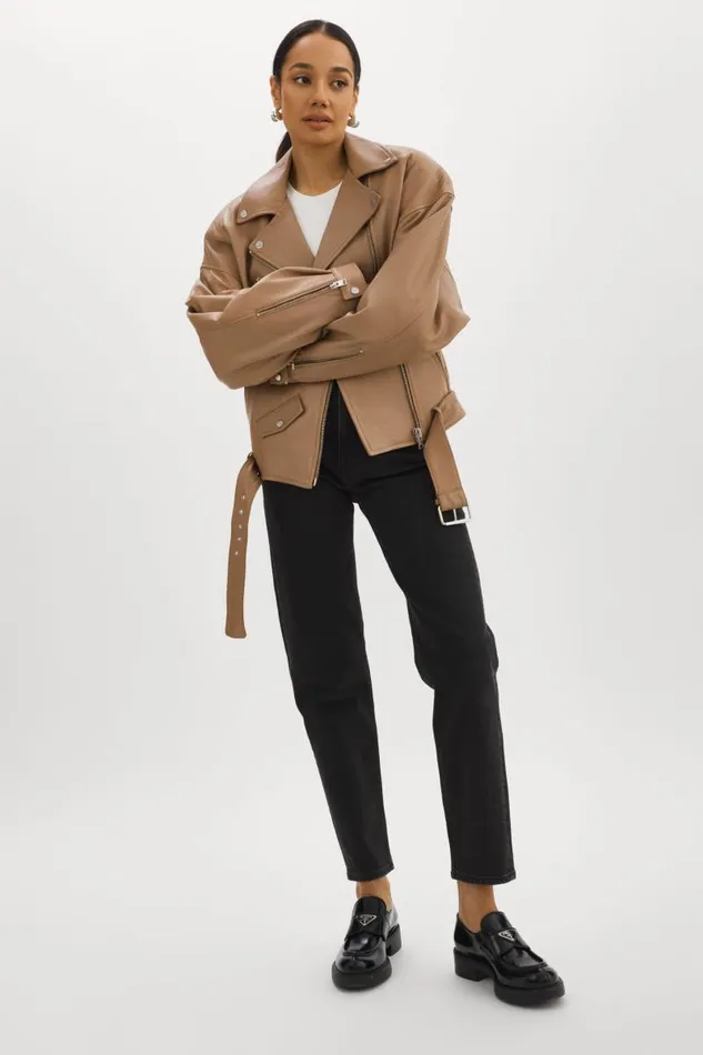 Women ESTIA Leather Biker Jacket Mocha LAMARQUE Leather Jackets Women ESTIA Leather Biker Jacket Mocha LAMARQUE Leather Jackets