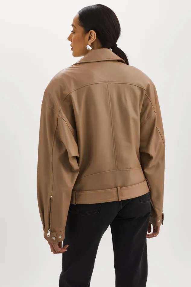 Women ESTIA Leather Biker Jacket Mocha LAMARQUE Leather Jackets Women ESTIA Leather Biker Jacket Mocha LAMARQUE Leather Jackets