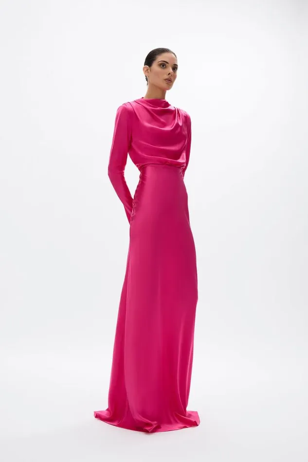 Women Evening Dresses Rachel Gilbert Lucielle Gown Hot Pink
