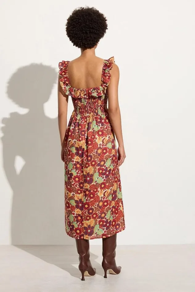 Women Faithfull The Brand Dresses Sameera Midi Dress La Mira Floral Ruby