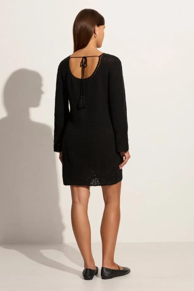 Women Faithfull The Brand Mini Dresses Ruia Handmade Crochet Dress Black