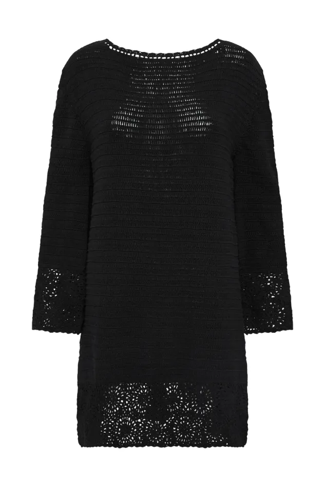 Women Faithfull The Brand Mini Dresses Ruia Handmade Crochet Dress Black