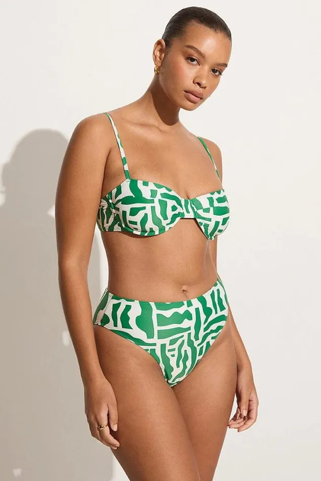 Women Faithfull The Brand Swim Chania Bikini Bottoms Tulli Print Green 8211 Final Sale